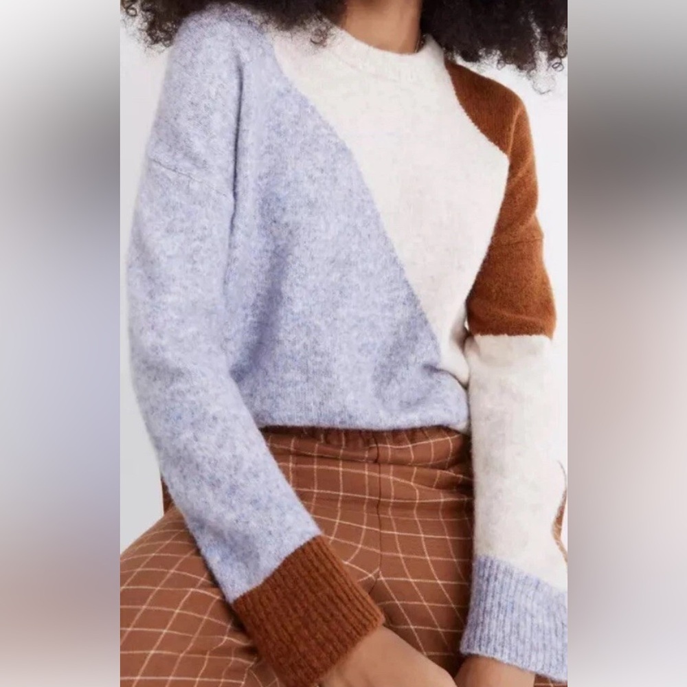 Madewell cedarbrook colorblock pull over wool blend sweater preppy sz s